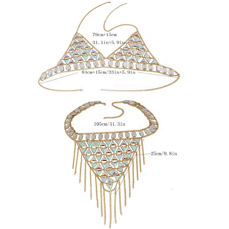 2020 Luxury Sexy Body chain Crystal Glitter Gem Bikini Body Jewelry