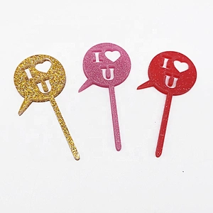 Cupcake Pick Glitter min I love you  Acrylic Cake Topper