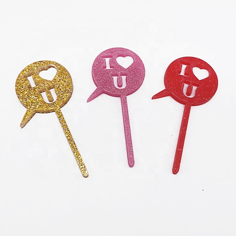 Cupcake Pick Glitter min I love you  Acrylic Cake Topper