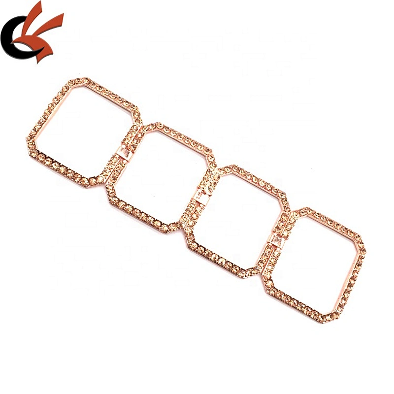 New Arrival 2021 rose gold rhinestone steel metal ladies solid color adjustable swimsuit bikini connector
