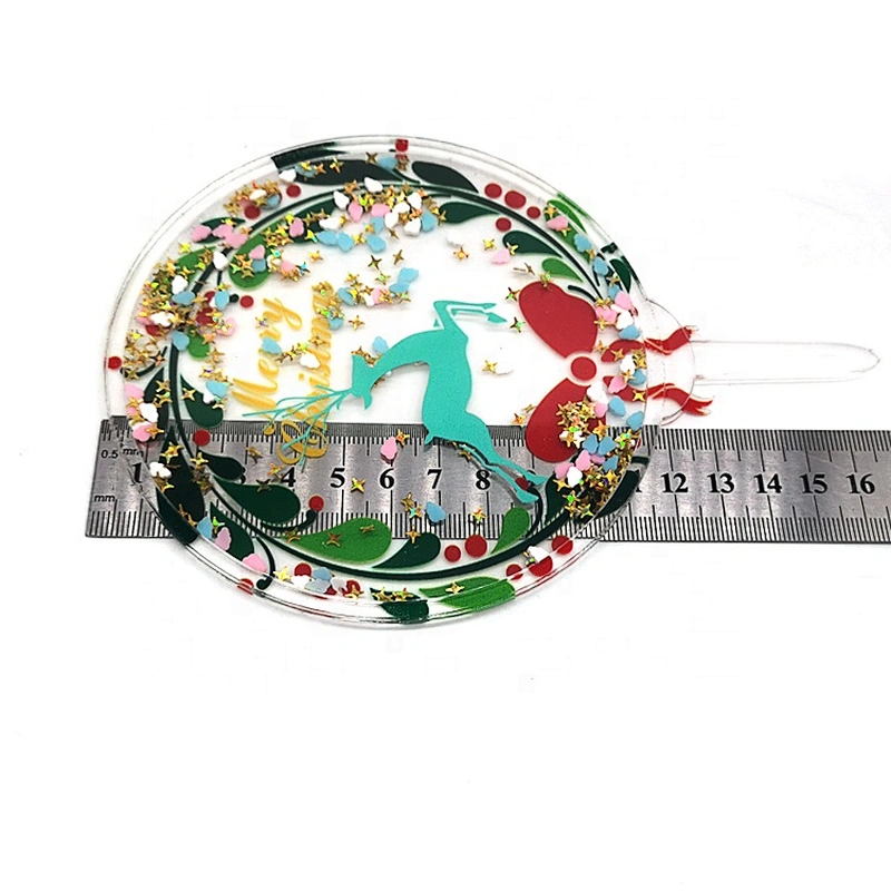 2020 New Arrival Merry Christmas and Happy New Year Glitter Acrylic  Cake Topper