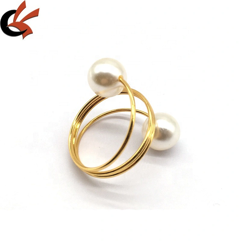 New style fashion silver twining bead pearl napkin ring wholesale cheap in bulk napkin holder