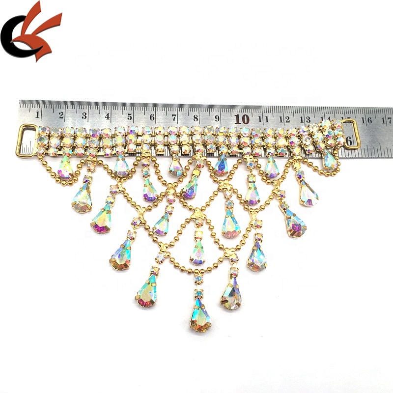 Hot sale sexy beach suit jewelry teardrop pendant bikinis swimwear rhinestone connector for bikini suit