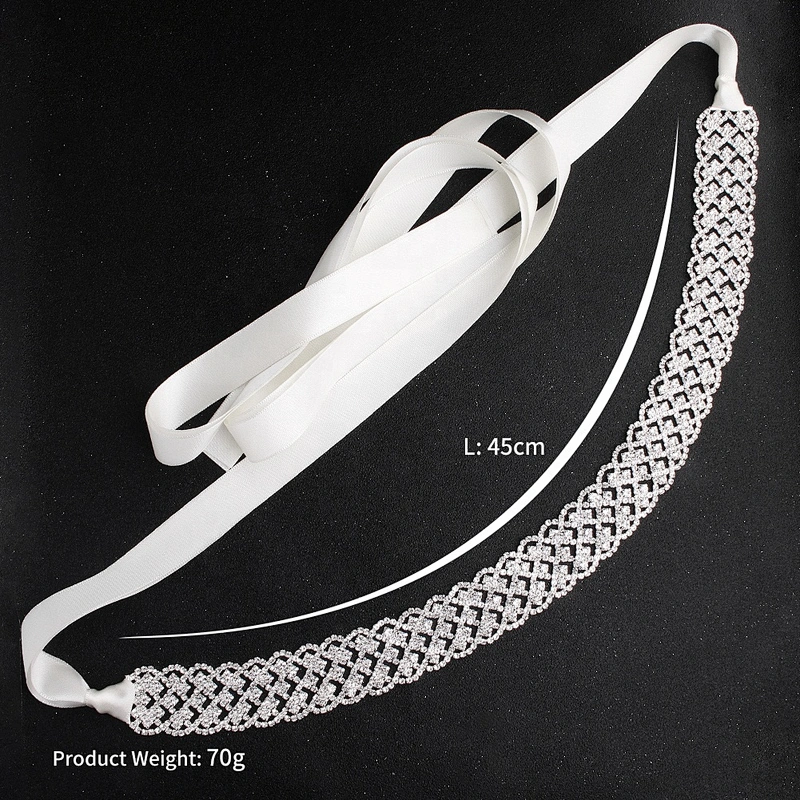 2020 hot sale Luxury custom rhinestone appliques rhinestone ribbon belt