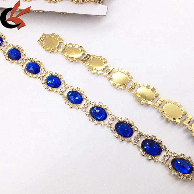 Various colors in stock long crystal bluk rhinestone beads trims colored rhinestone trimming edging chain