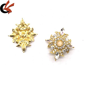 Wholesale Gold Plating Opal Beaded Rhinestone Button For Shoes Bag Buckles Accessories