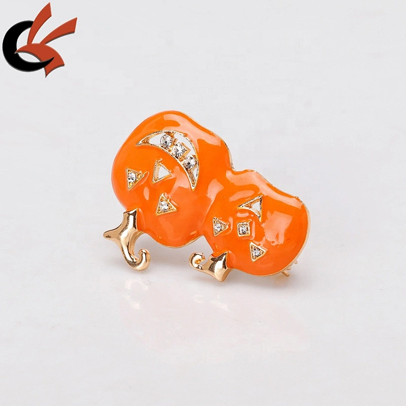 Hot sale Halloween decoration enamel pumpkin crystal rhinestone brooch pins