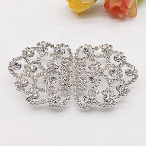 wholesale two parts chair sash rhinestone ribbon buckle for wedding invitation