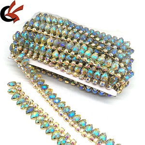 Wholesale Handmade Glitter Waterdrop Wedding Rhinestone Trim Appliques Dancer Trims Sash For Carnival