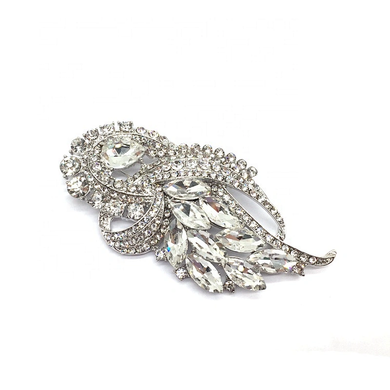 Handmade silver nickel women fashion latest new granny chic crystal metal brooch pin