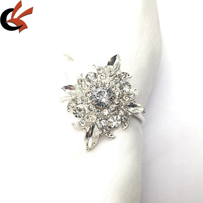 6 Pieces/Pack Napkin Rings Low Price Silver Metal Rose Gold Table Crystal Napkin Rings For Wedding Table
