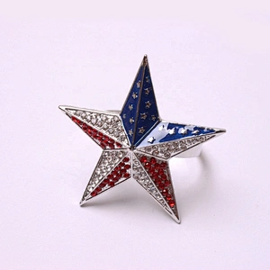 New design American flag guard five-pointed star disposable metal napkin ring for hotel banquet table accessory