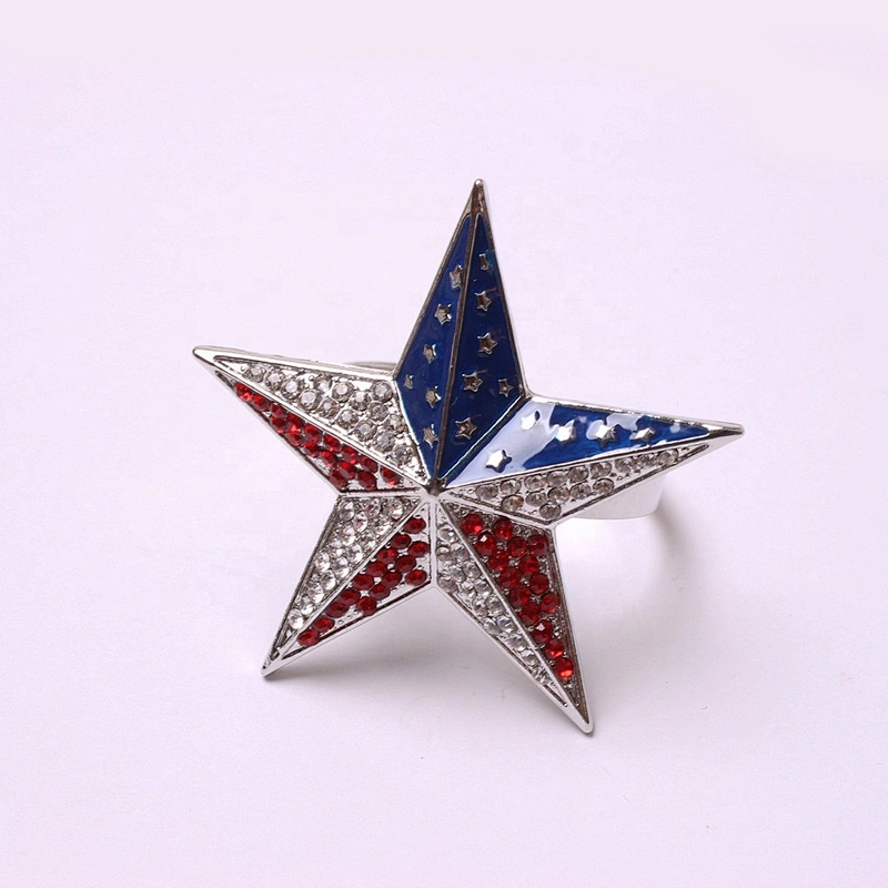 New design American flag guard five-pointed star disposable metal napkin ring for hotel banquet table accessory