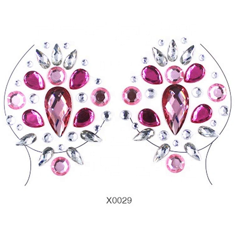 Customized New products crystal nipple sticker Colorful Breast Jewels rhinestone Tattoo Sticker for Rave Party