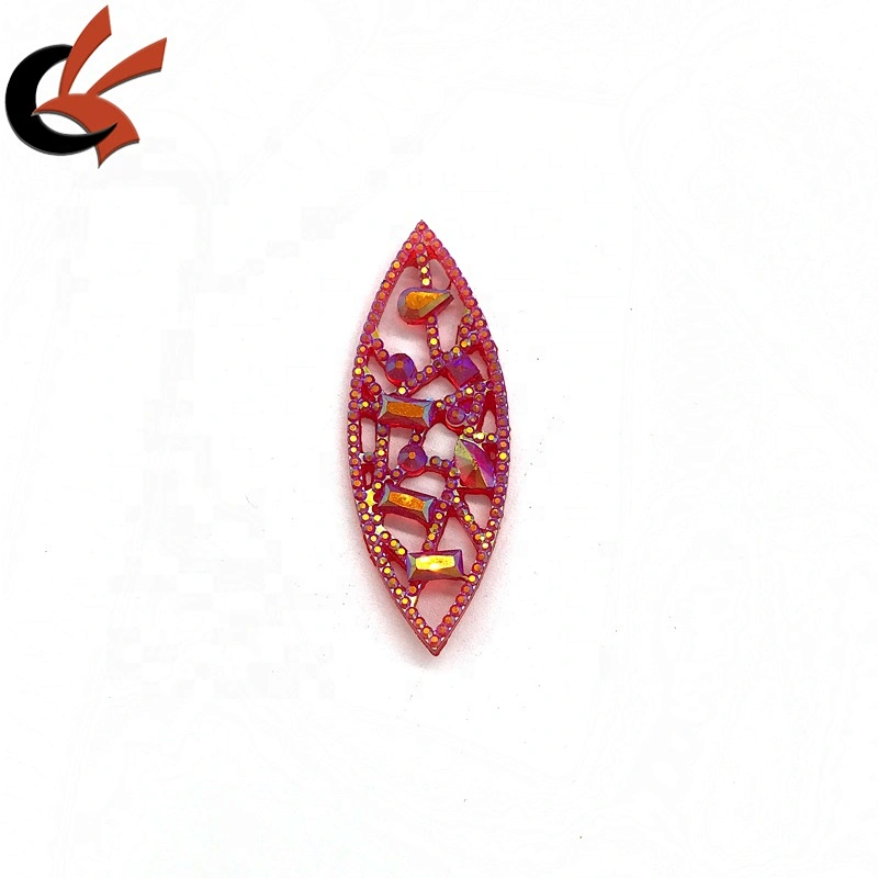 AB shinning colors eye shape hollow sew on resin rhinestone