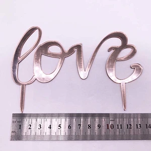 Wholesale acrylic love cake topper in rose gold color