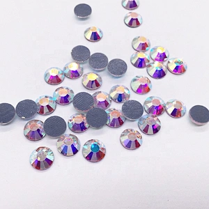 Gold Supplier Clear Crystal AB Glass Stones Multi Sizes 3D Nail Art Flat Back Hot Fix Rhinestone