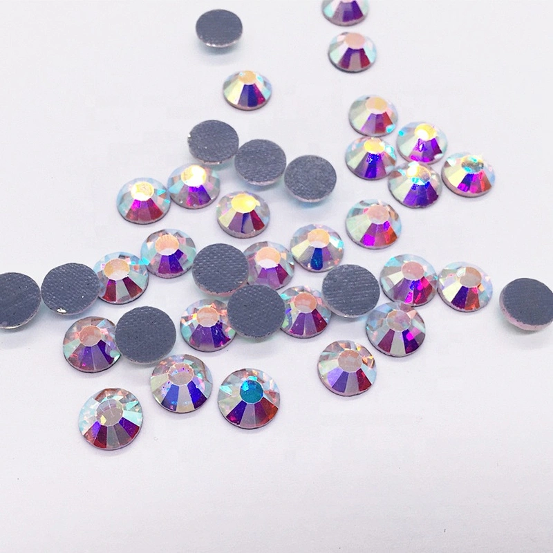 Gold Supplier Clear Crystal AB Glass Stones Multi Sizes 3D Nail Art Flat Back Hot Fix Rhinestone