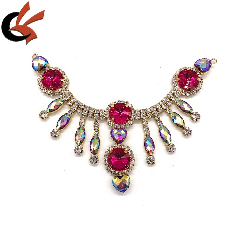 New Design hot pink AB Rhinestone Bikini Connectors Rhinestone Metal Chain Connector