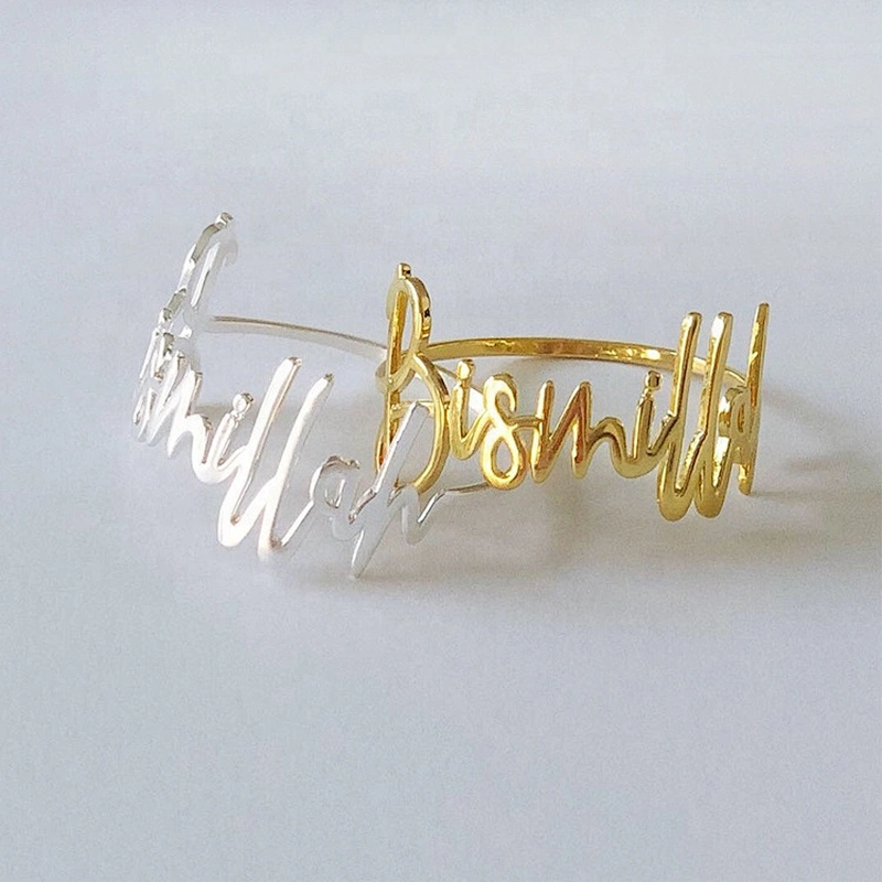 Custom Make Best Wish Alphabet Letter Metal Gold Napkin Ring For Wedding Decoration