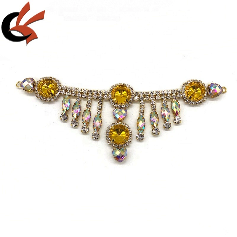 luxurious Yellow AB Gold Rhinestone Swimsuit Connector for sexy girls