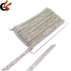 Wholesale bridal belt sash decorative crystal wedding cake AB rhinestone chain trim for bridal dresses