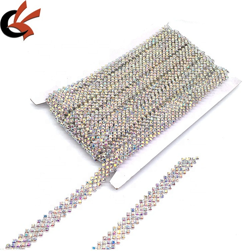 Wholesale bridal belt sash decorative crystal wedding cake AB rhinestone chain trim for bridal dresses