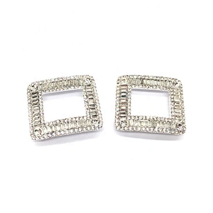 Custom Stocked Antique Metal Shoe Accesorios Para Calzado Silver Hardware Parts Rhinestone Shoe Buckles