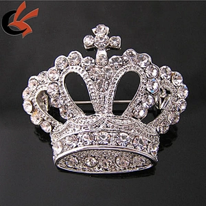 Vintage Royal Crown Bridal Bouquet Crystal Diamante Rhinestone Brooch Pin