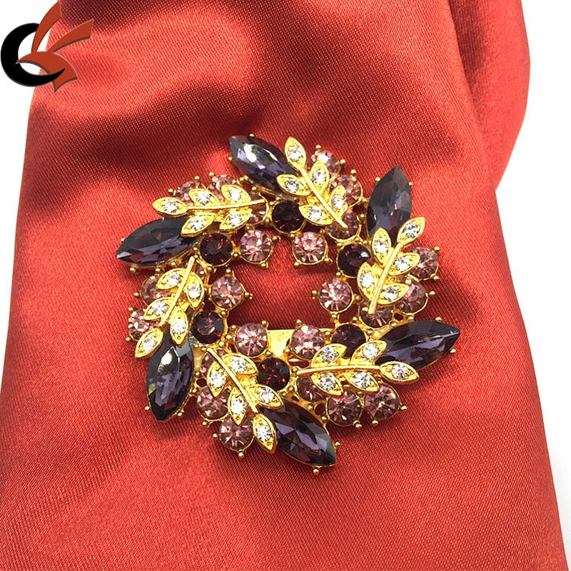 Customize metal gold plating flower hijab luxury accessory diy magnet men brooch pins