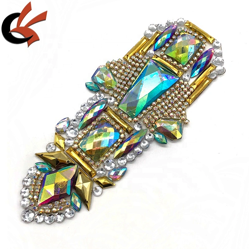 Wholesale Carnival colors crystal rhinestone iron on patch appliques