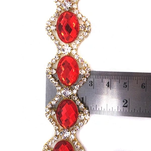 28mm oval Costume jewelry Red Crystal Cup Rhinestone Trimming