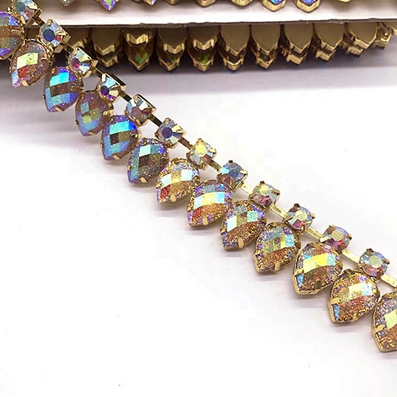 Glitter Crystal Rhinestone Chain Trim metal trim for Sewing Crafts DIY Decoration