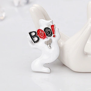 BOO White Ghost Brooch for Halloween Gift
