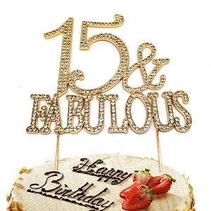 Premium Crystal Rhinestones Gold 15 16 18 40 50 & Fabulous Rhinestone Cake Topper