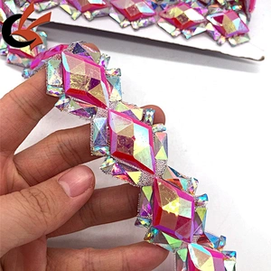 Customized fancy hot pink color rhinestone hot fix apparel trimming for carnival costume decoration