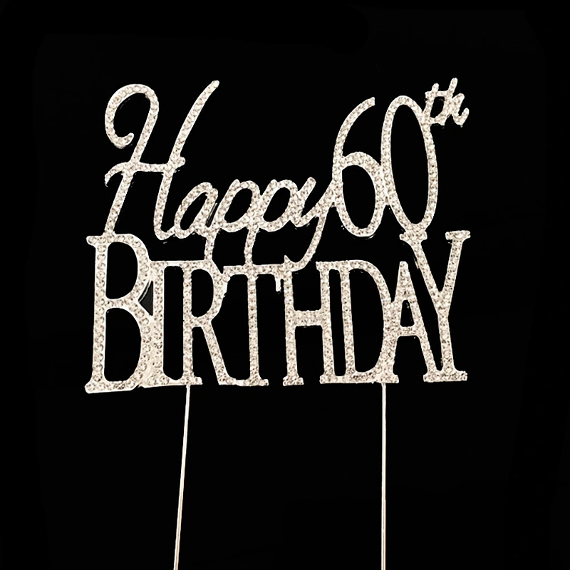 Cumpleanos crystal cake topper for 60th birthday party decorations