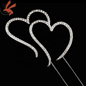 Top sale heart shape diamante wedding cake topper