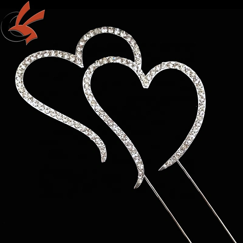 Top sale heart shape diamante wedding cake topper