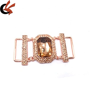 Custom Women Dress and Bikini Accessories Fashion Rhinestone Square Bikini Connector Metal Belt Buckle