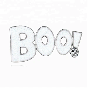 Black,Red,White  BOO! Glitter Enamel Halloween Brooch Pin