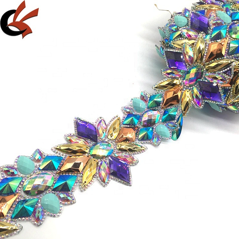 Various Colors Fabric Iron On Crystal Trimmings Banding Hot Fix Rhinestone Trims For DIY Dress Accessories