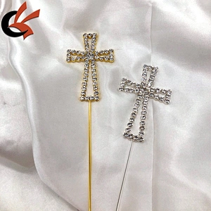 wedding decoration clear crystal 6cm height cross rhinestone cake topper