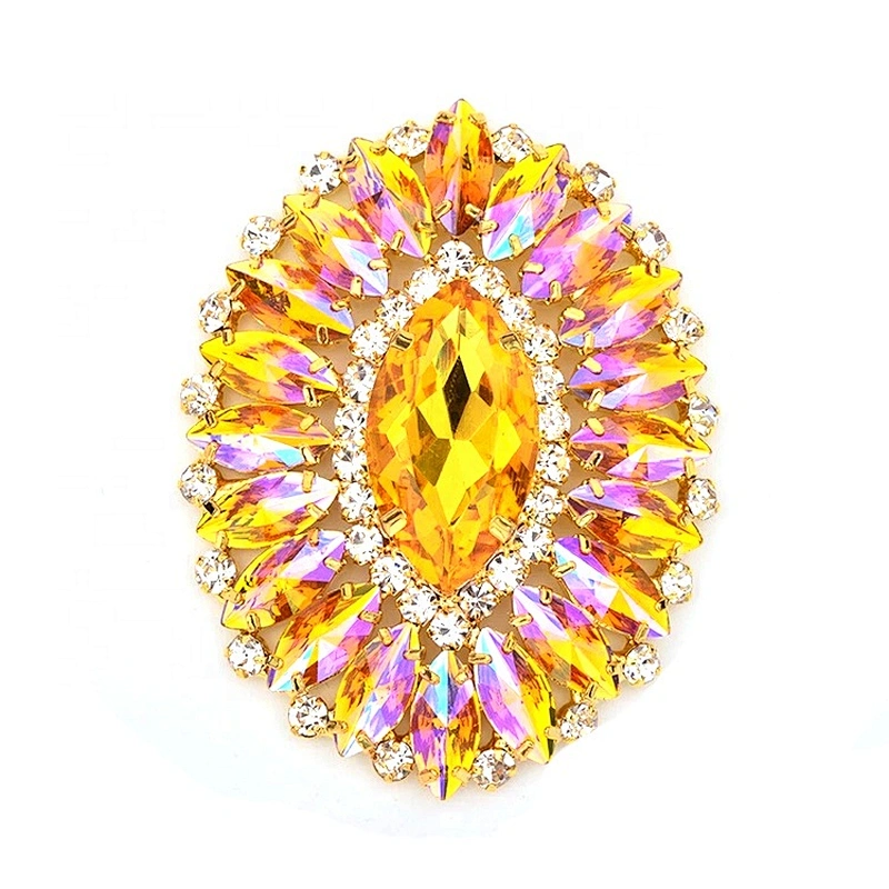 2020 new style custom floral sew-on flat back rhinestone applique colors gemstone crystal buckle for clothing accessories