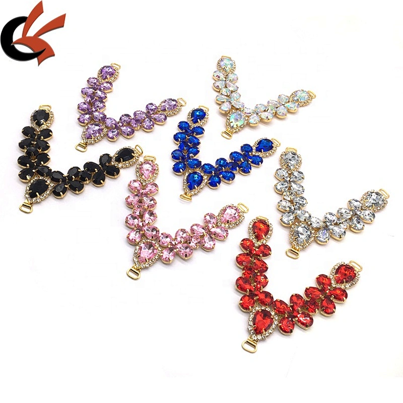 Wholesale new design lady bikini rhinestone accessories metal crystal shoe chain sandal uppers