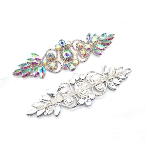 In Stock Making Costume Embellished Headband Flower Rhinestone Crystal Beaded Applique For Women Dress