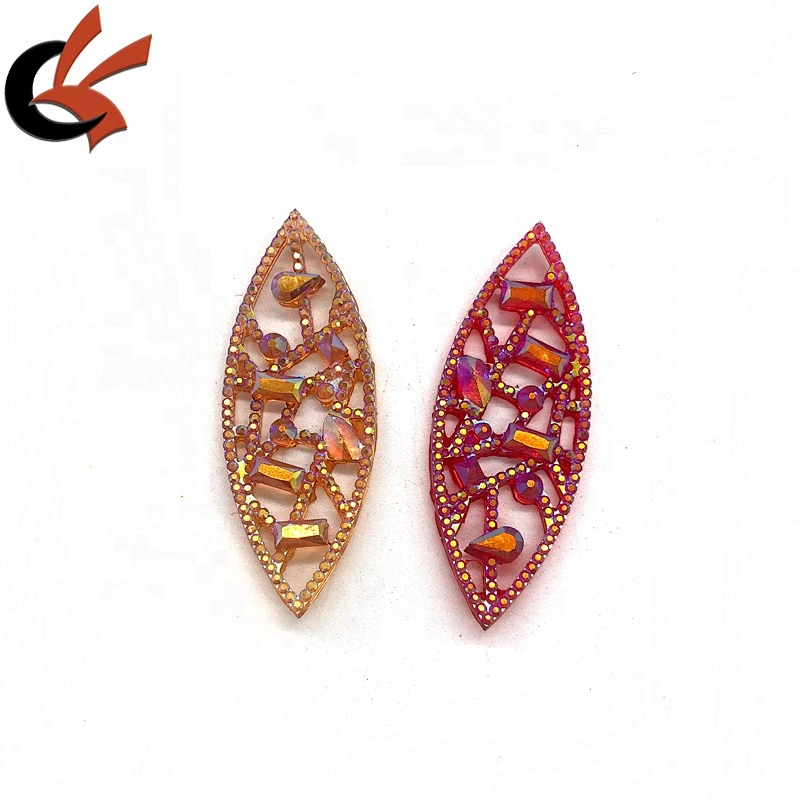 AB shinning colors eye shape hollow sew on resin rhinestone