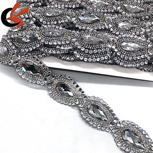 beautiful clear crystal rhinestone iron on fancy tape trimming