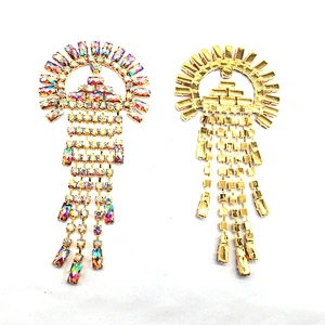 Wholesale multi crystal headband full colored sequin rhinestone buckle women garment accessory rhinestone tassel applique