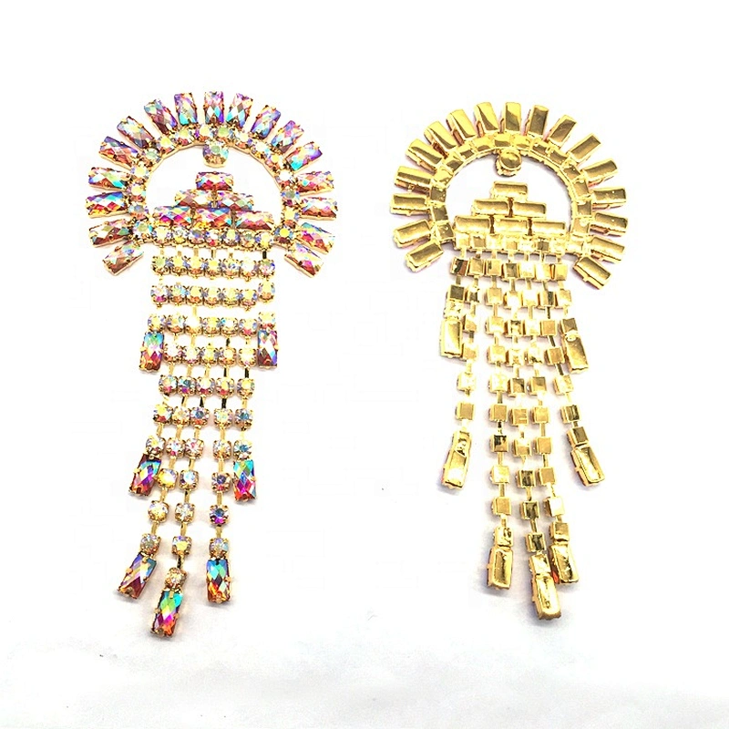 Wholesale multi crystal headband full colored sequin rhinestone buckle women garment accessory rhinestone tassel applique